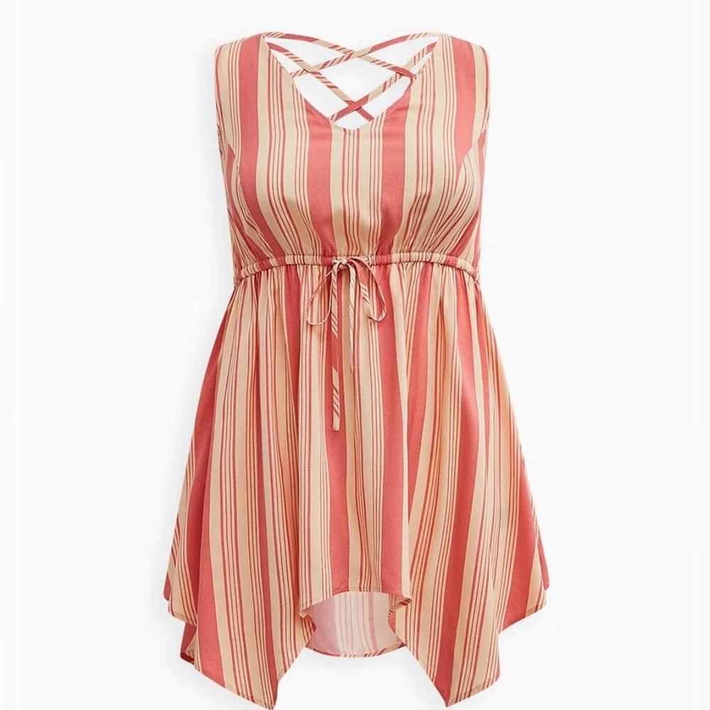 torrid Pink & Cream Striped Shark Bite Tunic